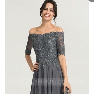JJ’s House Off-the-Shoulder Bridesmaid Dress